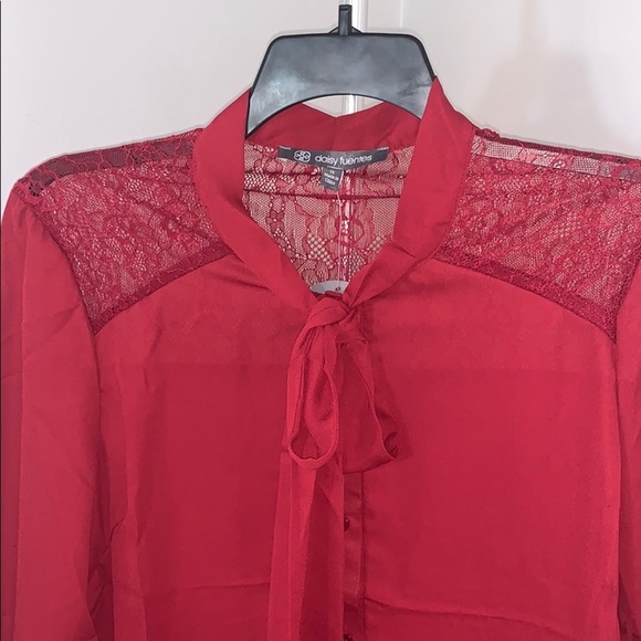 New Womens Daisy Fuentes Plus Size Neck Tie Blouse - Picture 3 of 11